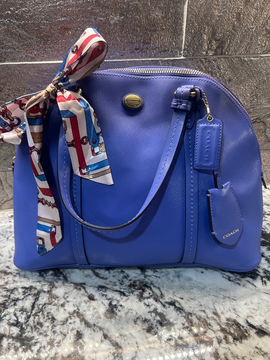 Coach Handbags - Coach Blue Leather Peyton Dome Satchel with Gold Hardware like NEW